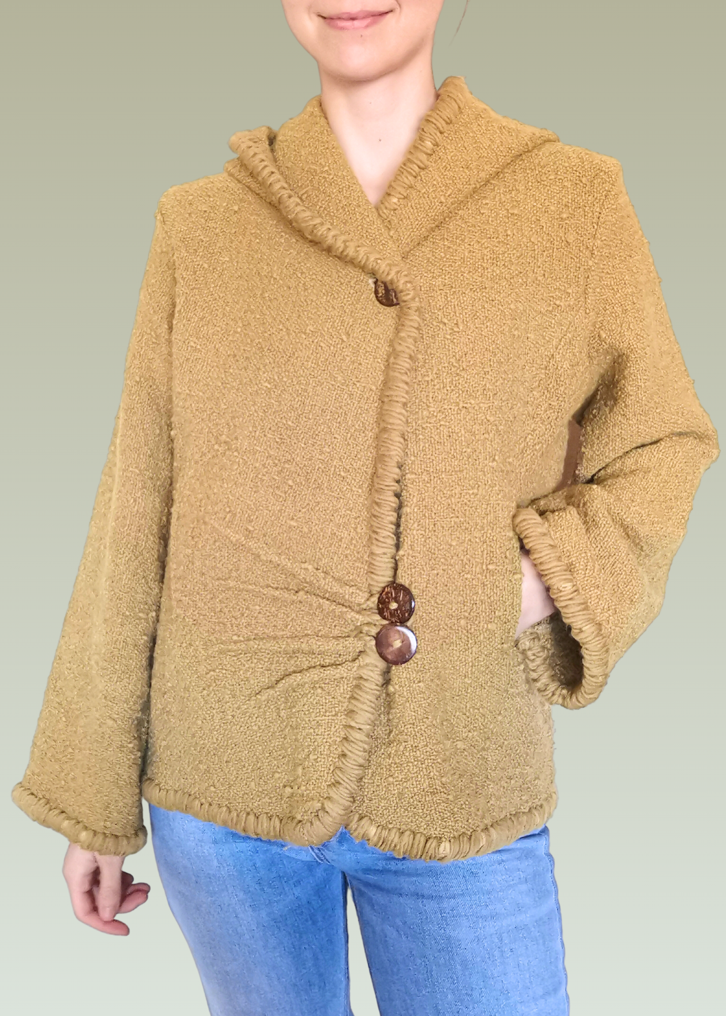 World Folk Art Wool Sweater Jacket (L)