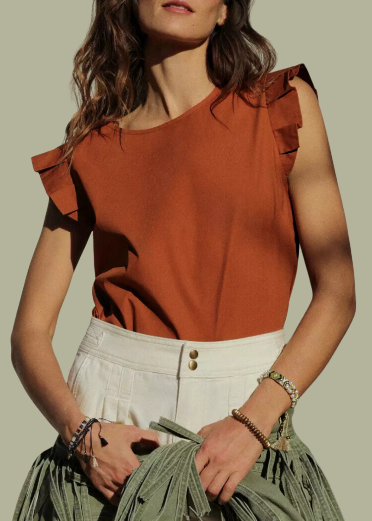 Mare Mare Anthropologie Cotton Aimee Ruffled Blouse (XS)