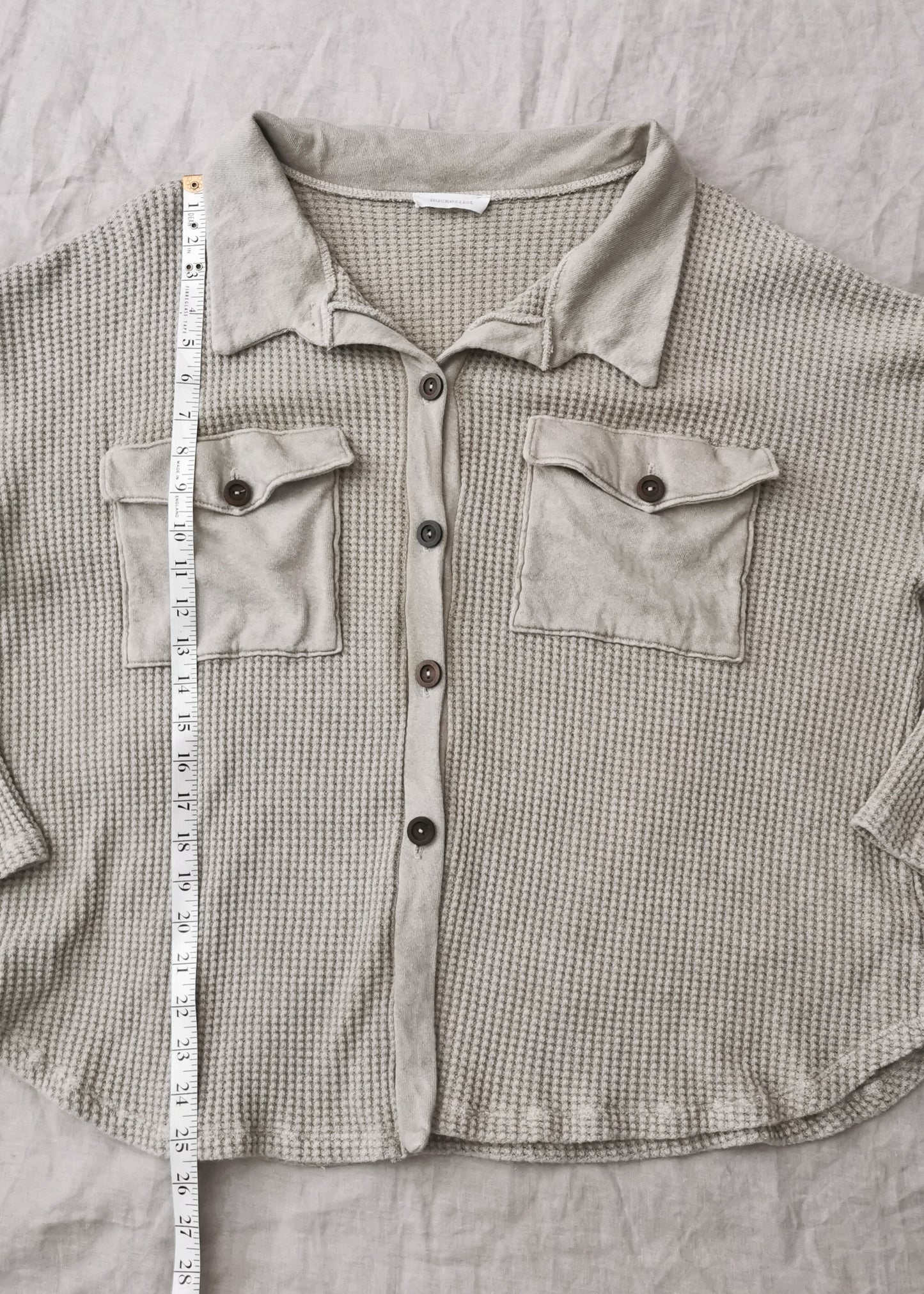 Bucketlist Cotton Waffle Knit Oversized Shirt (M)