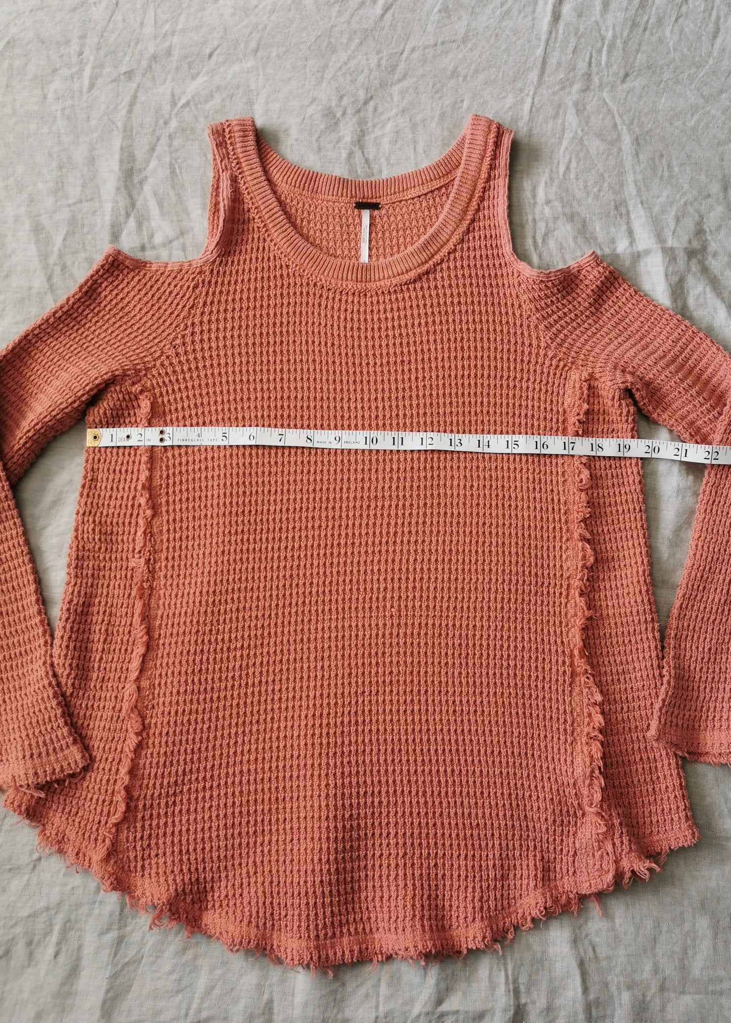 Free People Sunrise Sunset Cold Shoulder Cotton Thermal Sweater (S)