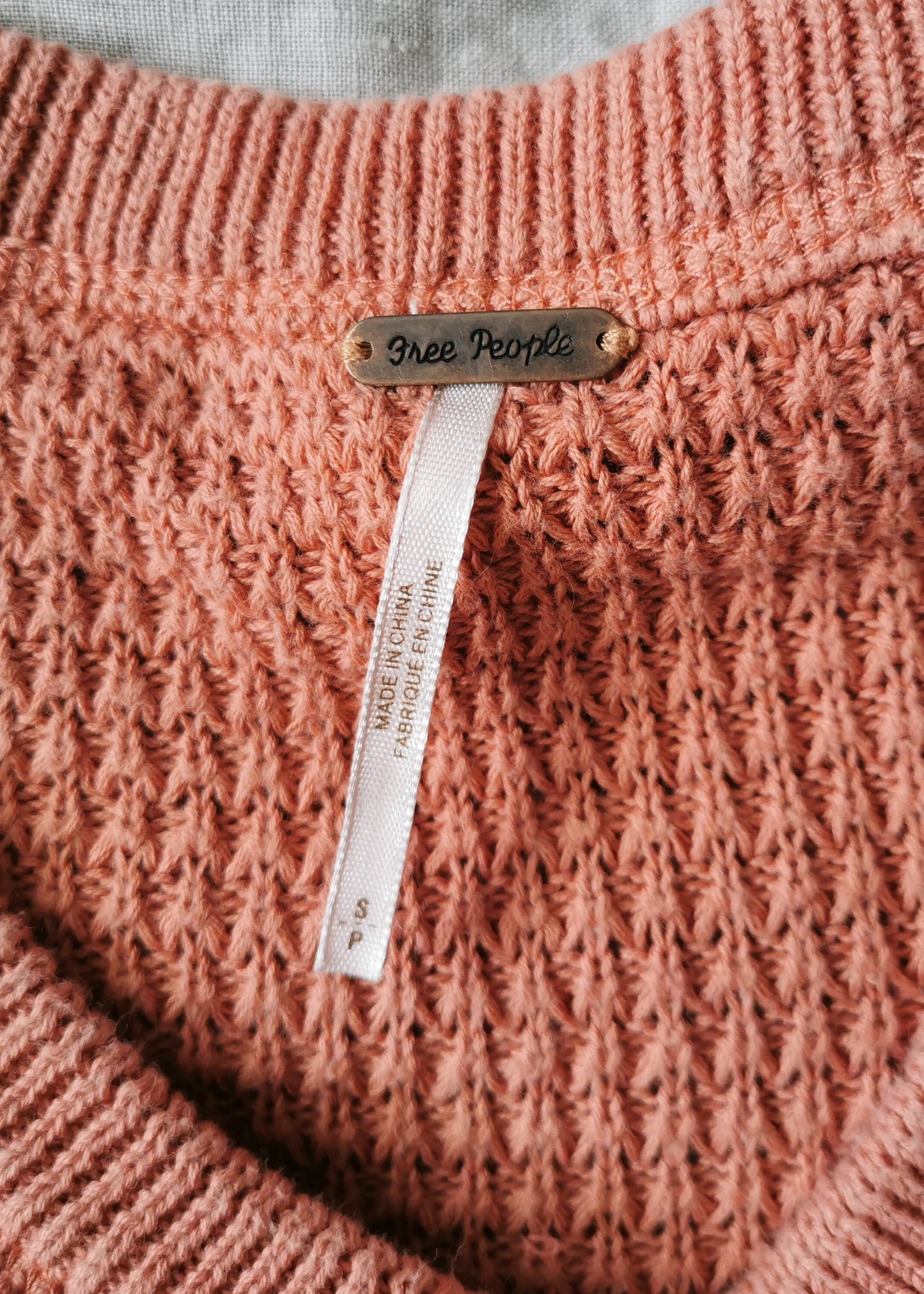 Free People Sunrise Sunset Cold Shoulder Cotton Thermal Sweater (S)