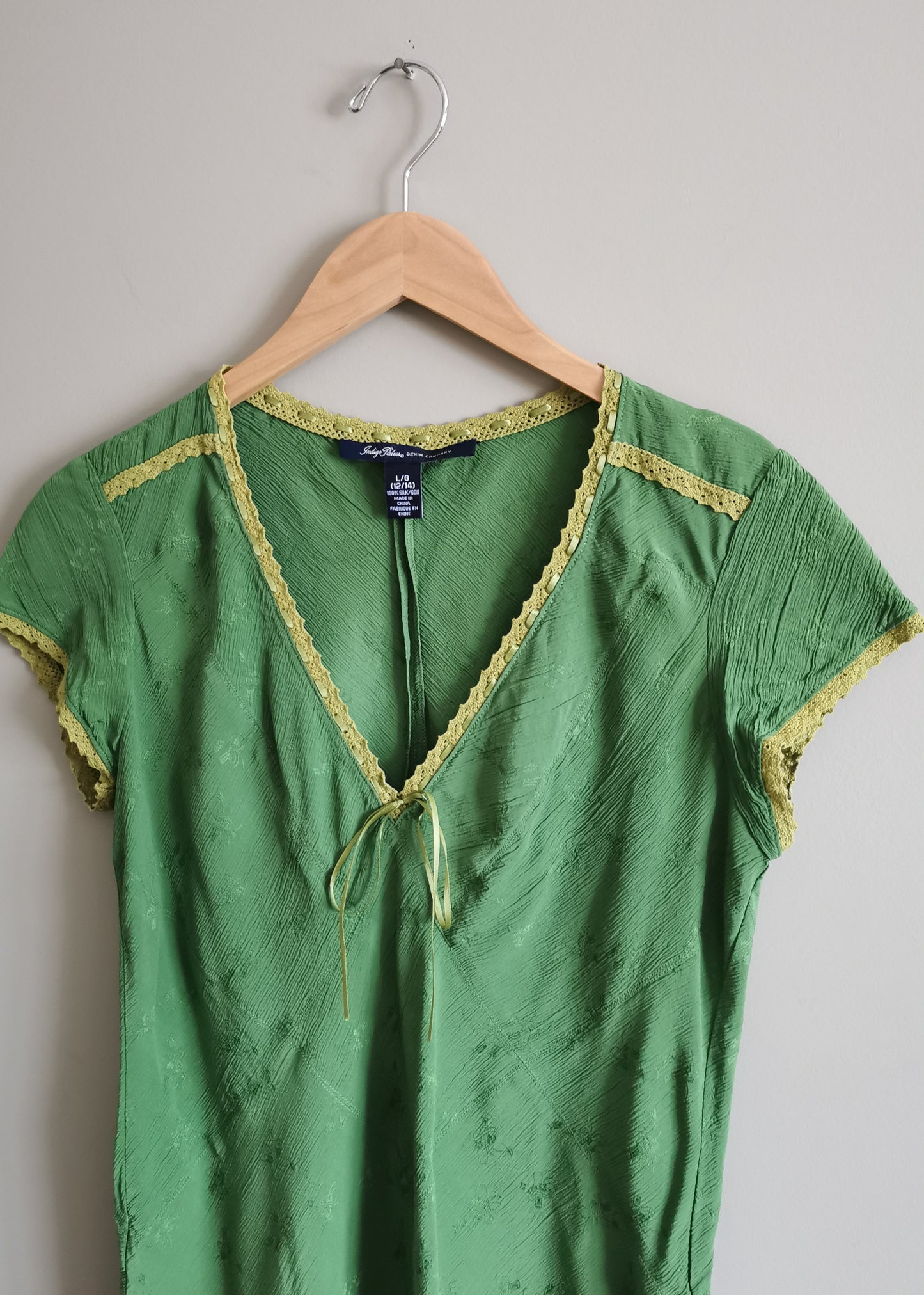 Indigo Palms Silk Top (L)*