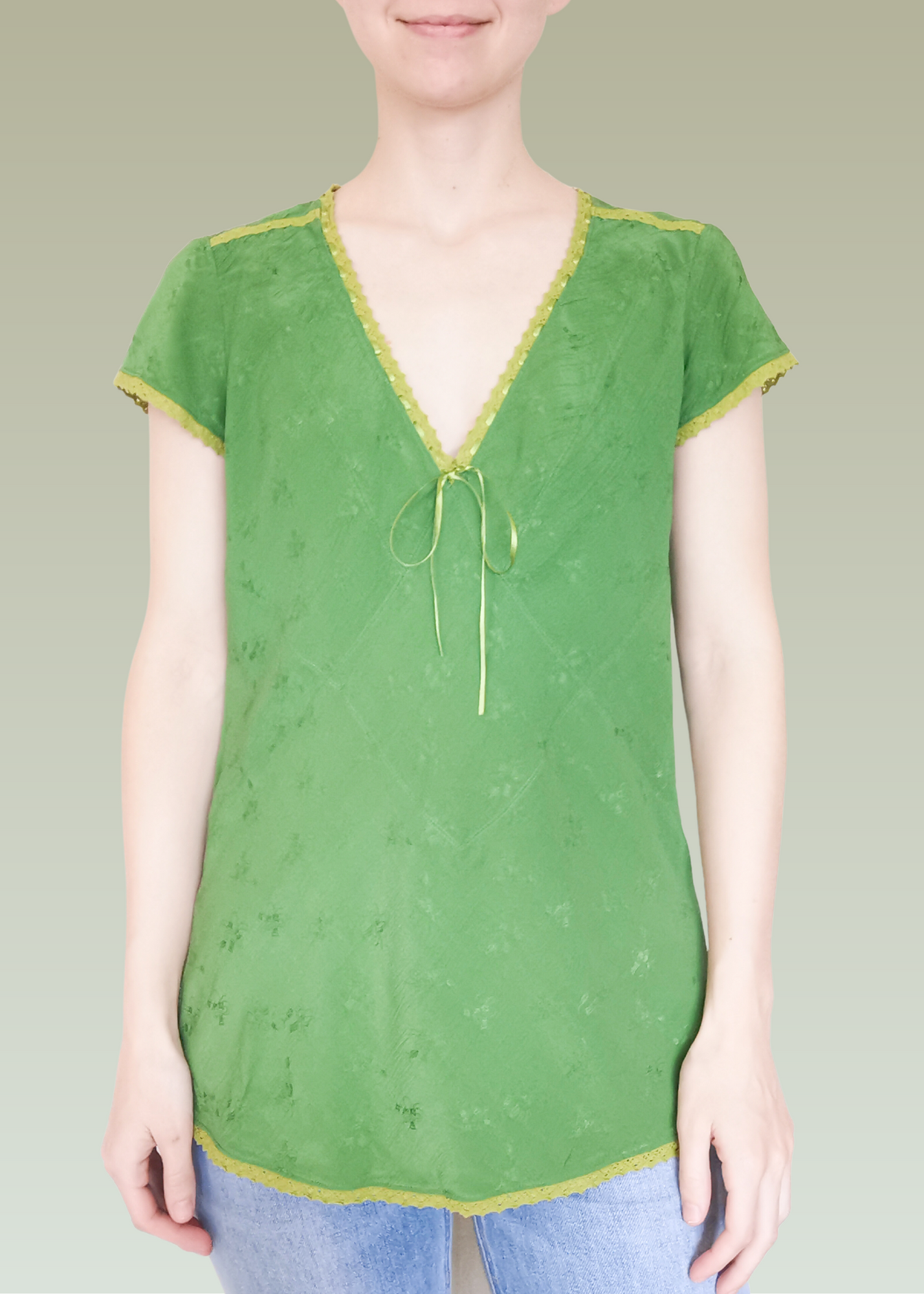 Indigo Palms Silk Top (L)*