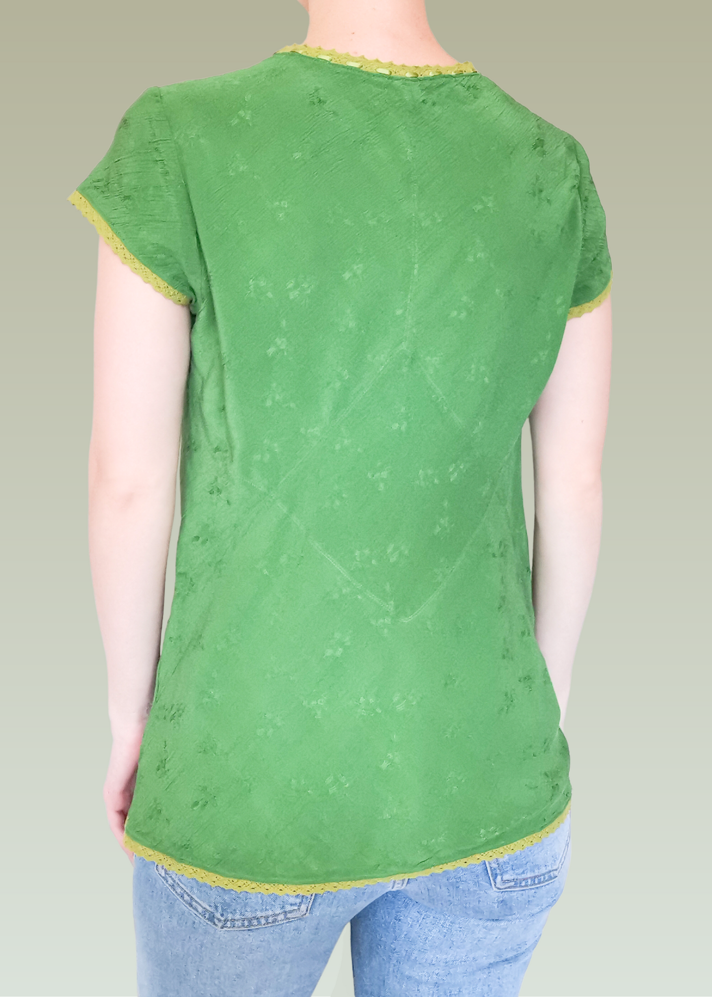 Indigo Palms Silk Top (L)*