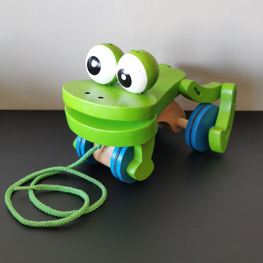 Melissa & Doug Frolicking Frog Wooden Pull Toy