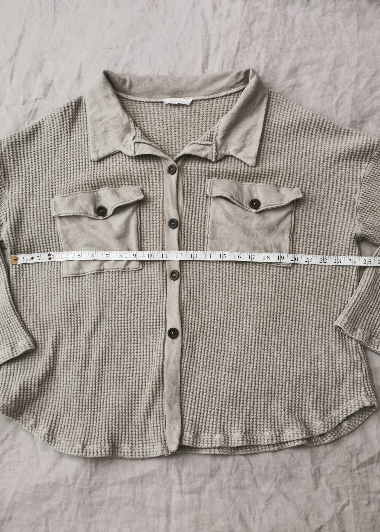 Bucketlist Cotton Waffle Knit Oversized Shirt (M)