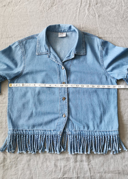 Color Me Cotton Denim Fringe Shirt (M)