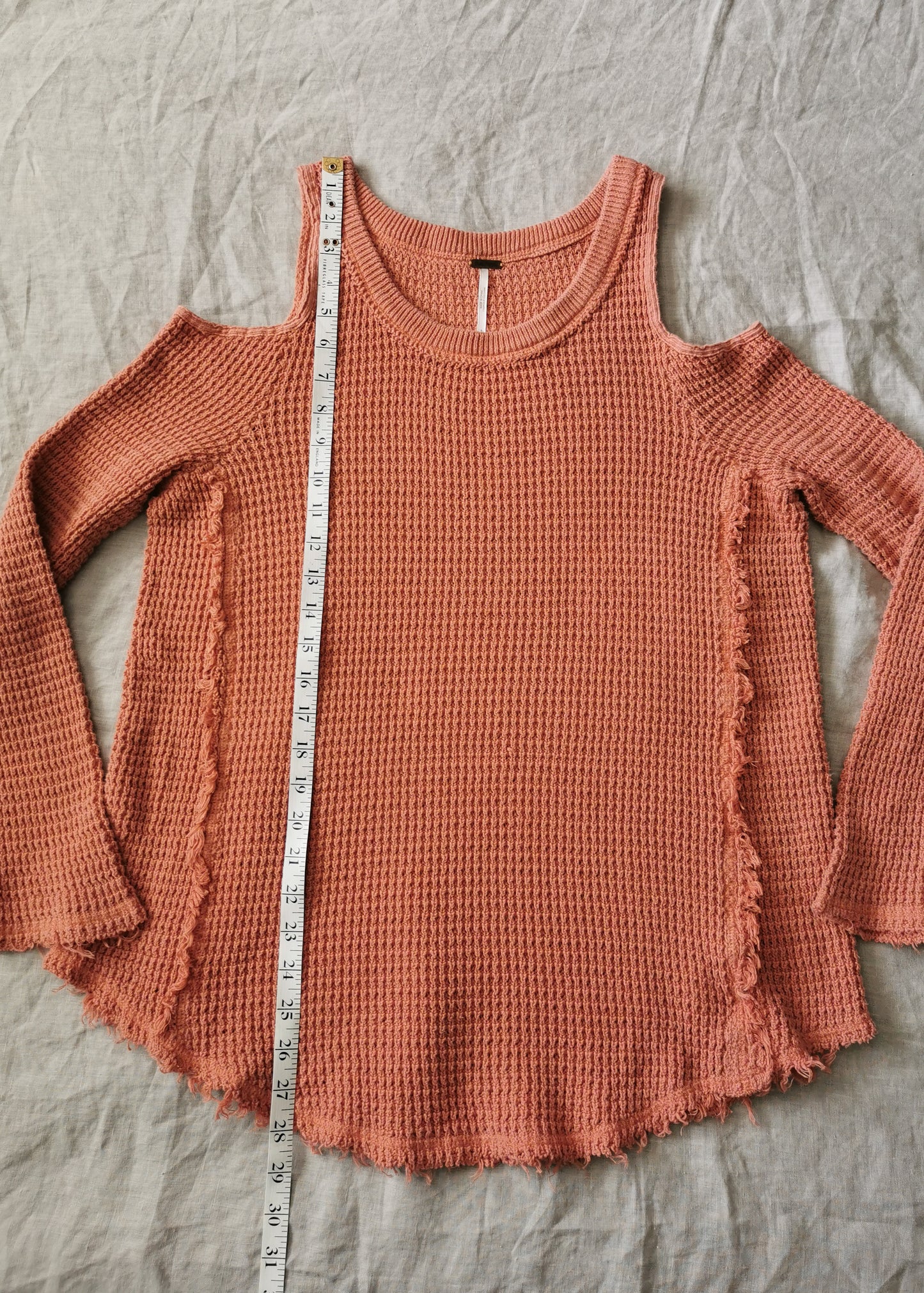 Free People Sunrise Sunset Cold Shoulder Cotton Thermal Sweater (S)