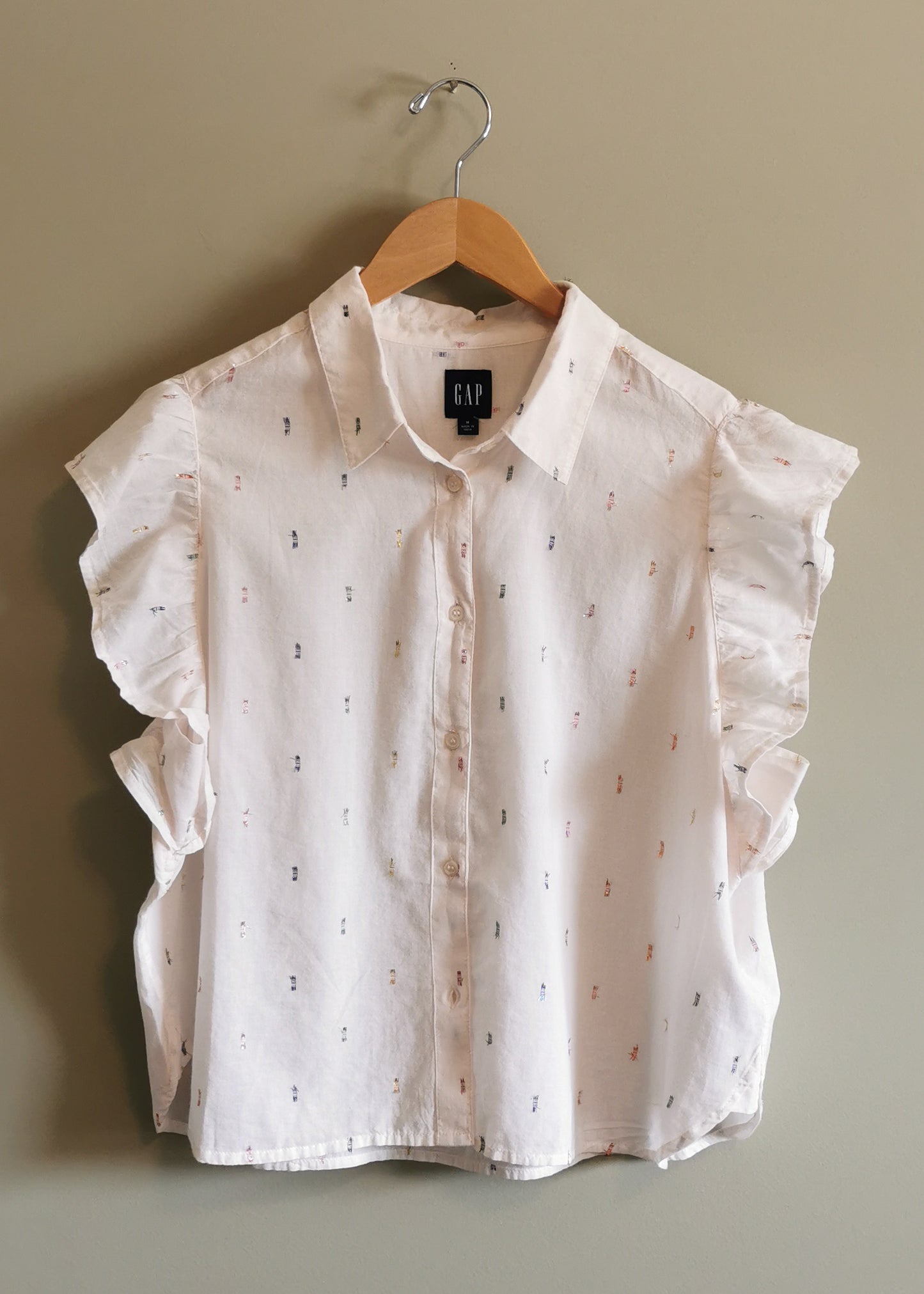 Gap Ruffle Sleeve Cotton Shirt (M)