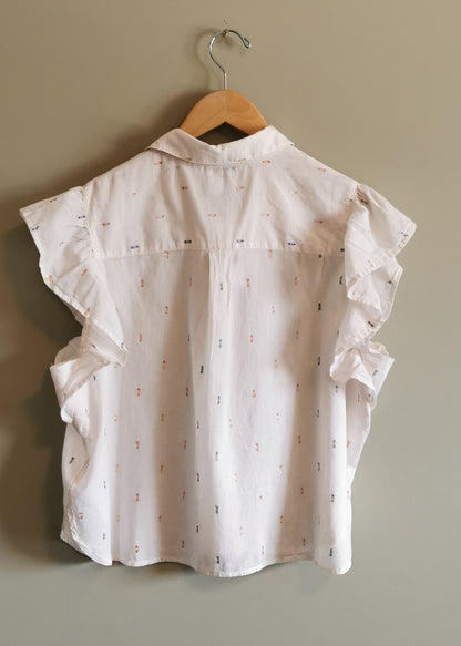 Gap Ruffle Sleeve Cotton Shirt (M)