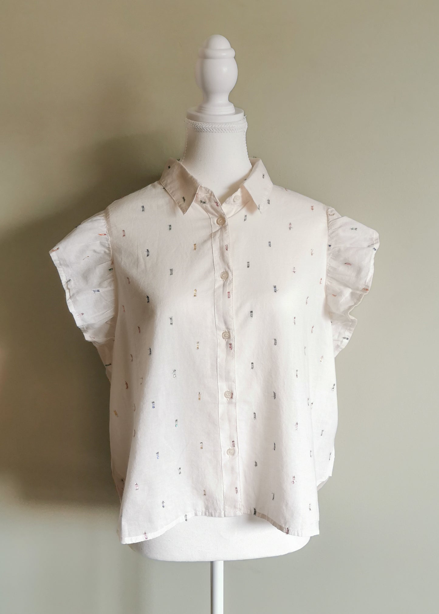 Gap Ruffle Sleeve Cotton Shirt (M)