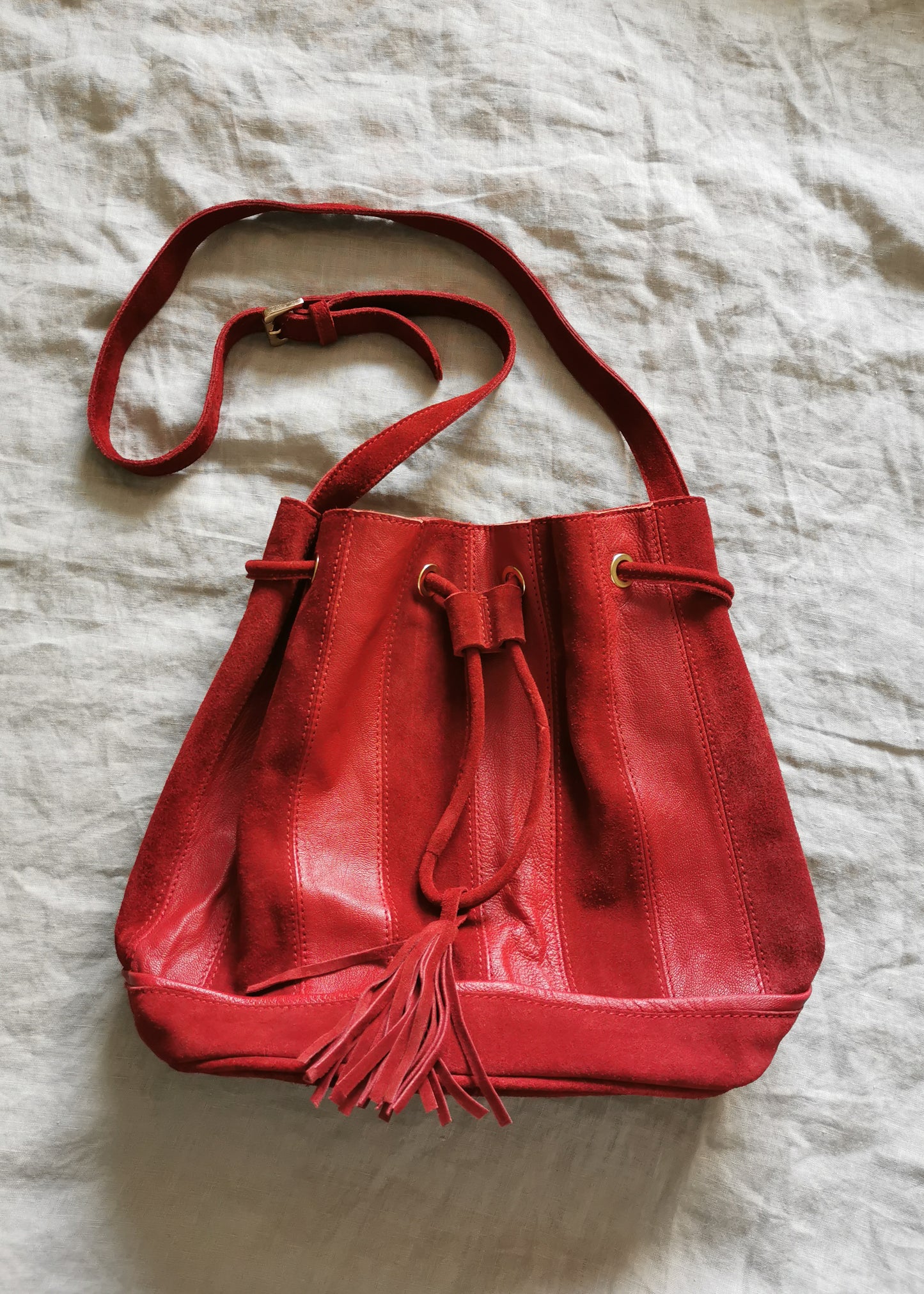 Yaya Woman Cow Suede & Goat Nappa Bucket Bag